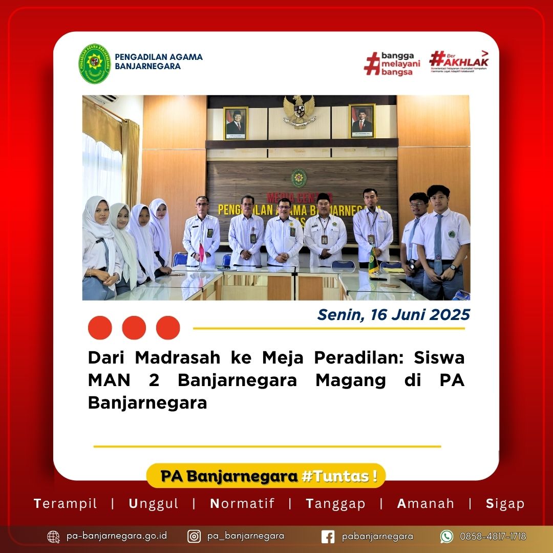 Dari Madrasah ke Meja Peradilan: Siswa MAN 2 Banjarnegara Magang di PA Banjarnegara