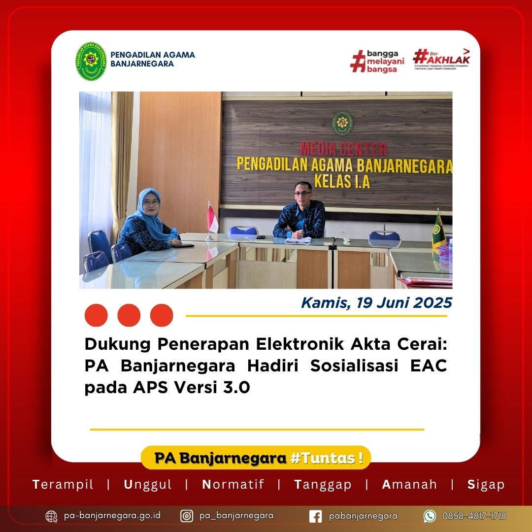 Dukung Penerapan Elektronik Akta Cerai: PA Banjarnegara Hadiri Sosialisasi EAC pada APS Versi 3.0