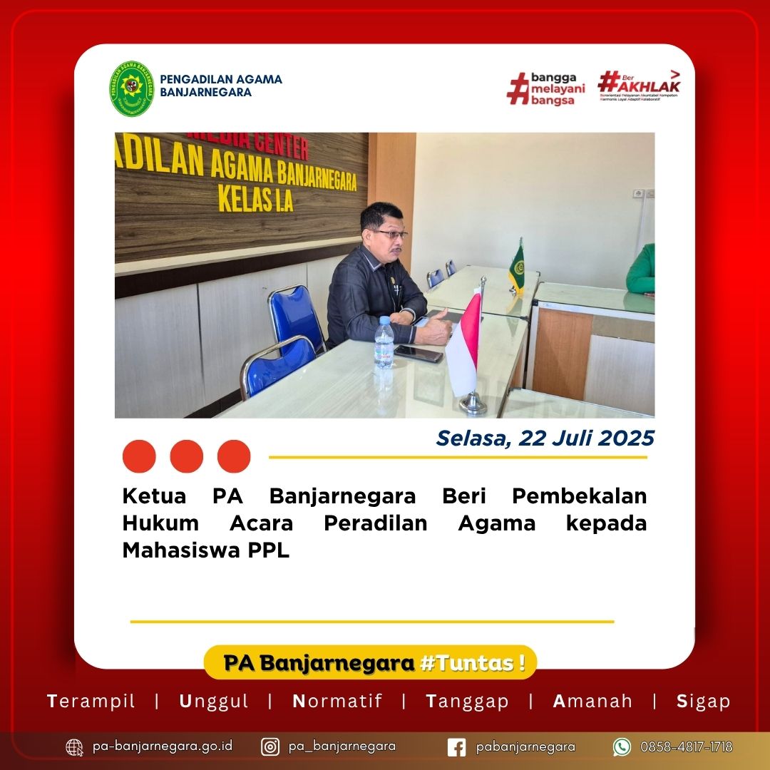 Ketua PA Banjarnegara Beri Pembekalan Hukum Acara Peradilan Agama kepada Mahasiswa PPL