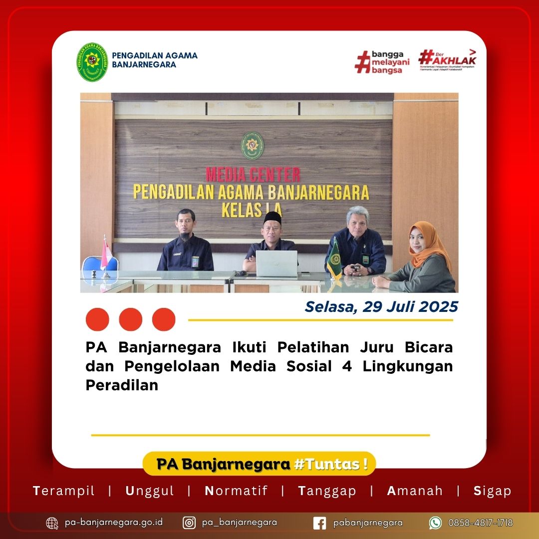 PA Banjarnegara Ikuti Pelatihan Juru Bicara dan Pengelolaan Media Sosial 4 Lingkungan Peradilan