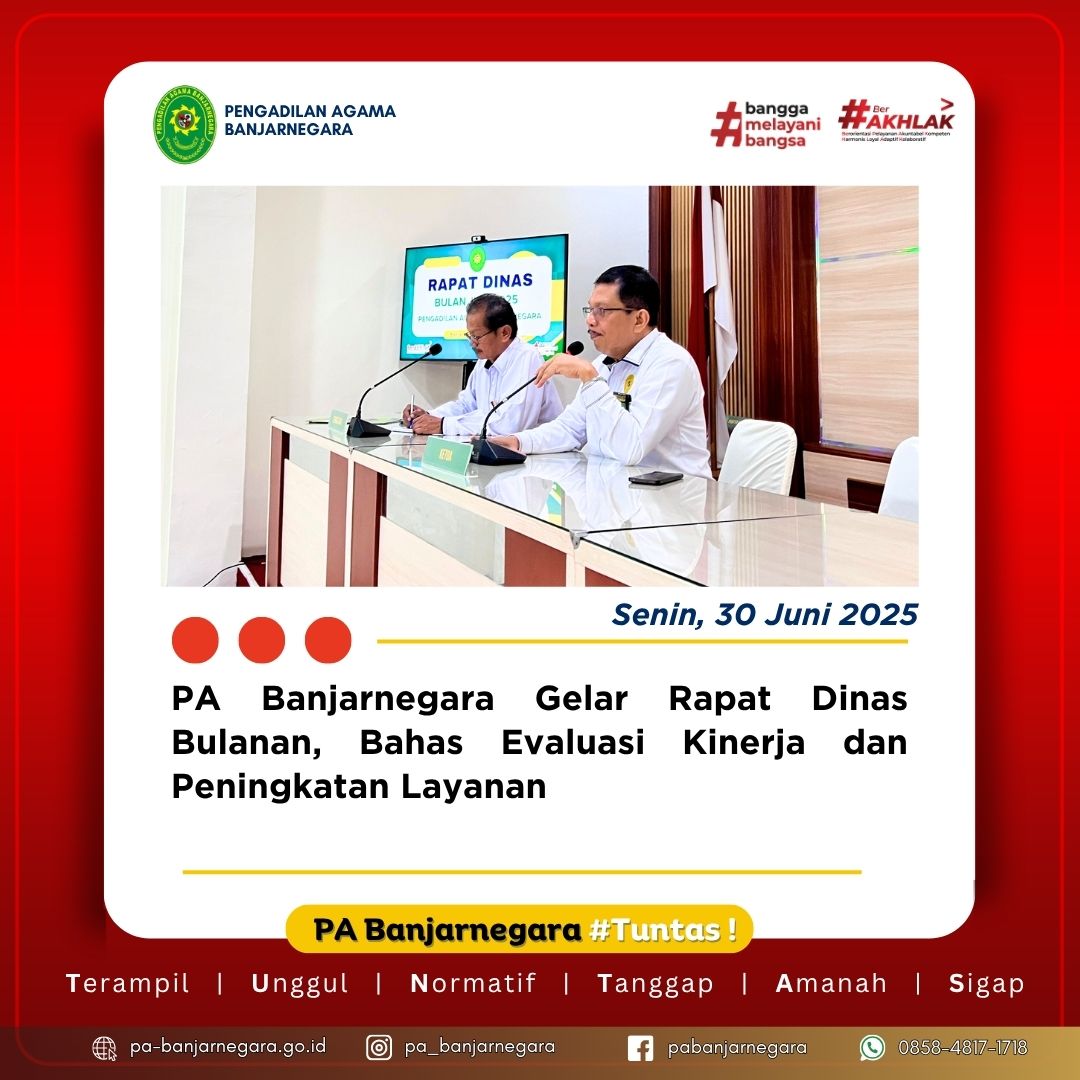 PA Banjarnegara Gelar Rapat Dinas Bulanan, Bahas Evaluasi Kinerja dan Peningkatan Layanan