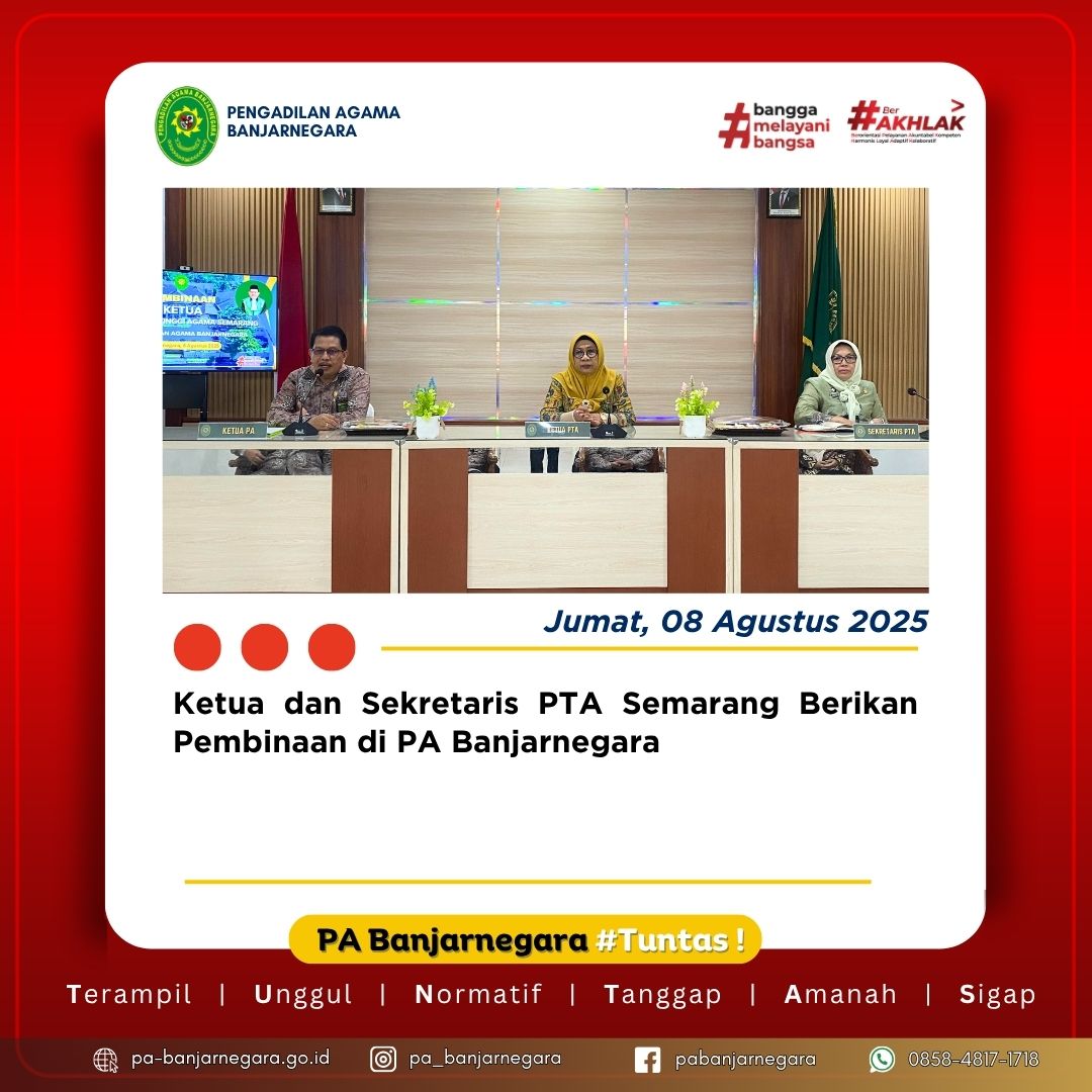 Ketua dan Sekretaris PTA Semarang Berikan Pembinaan di PA Banjarnegara