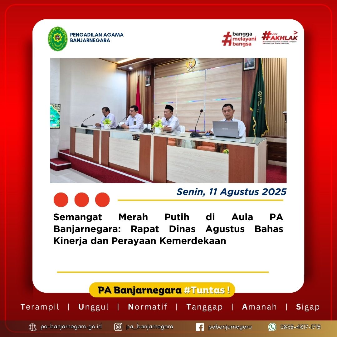 Semangat Merah Putih di Aula PA Banjarnegara: Rapat Dinas Agustus Bahas Kinerja dan Perayaan Kemerdekaan